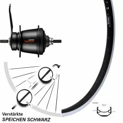 26 Zoll Ryde Andra 40 Hinterrad Schwarz Mit Nexus 7-Gang SG-C3001 Rücktritt