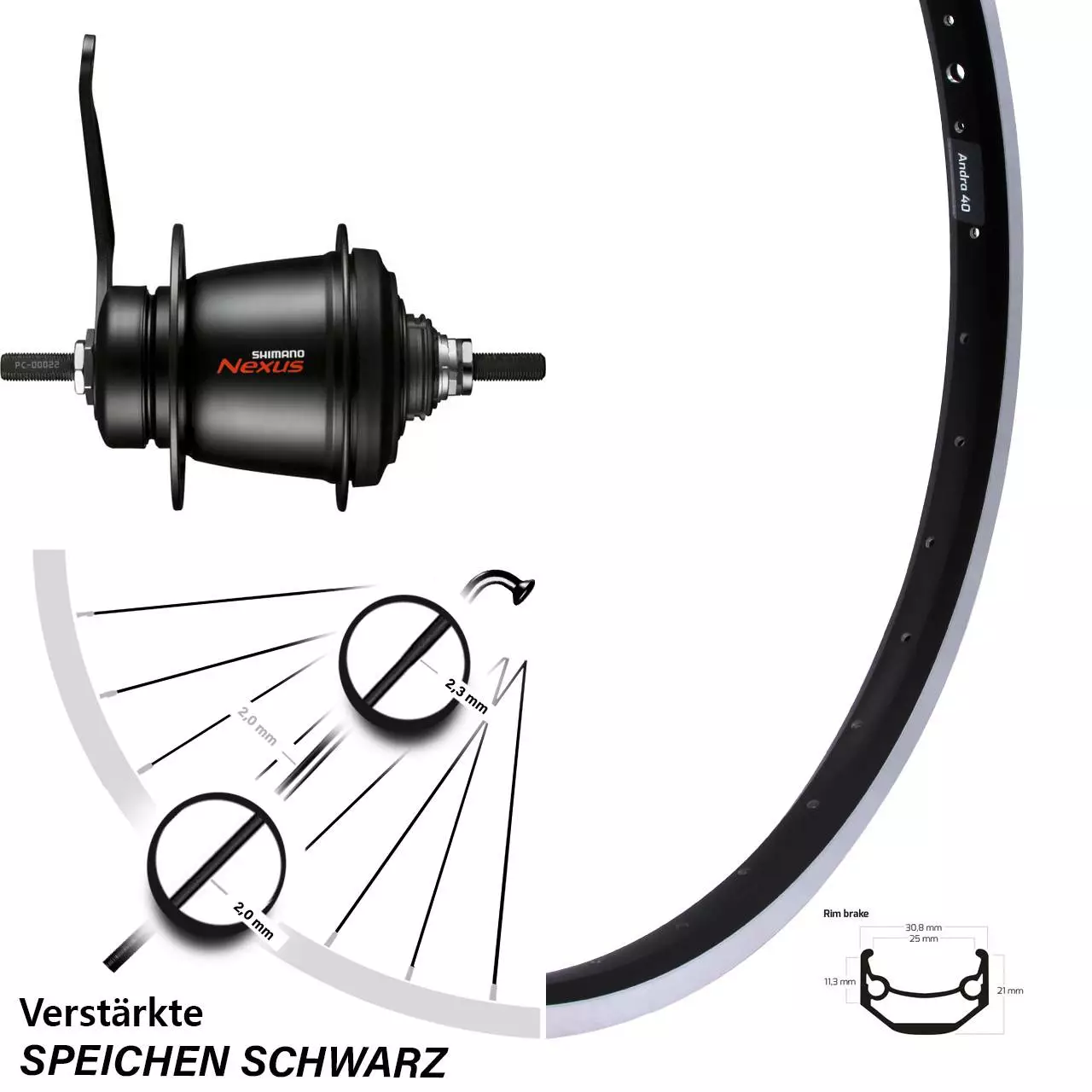 26 Zoll Ryde Andra 40 Hinterrad Schwarz Mit Nexus 7-Gang SG-C3001 Rücktritt 1 26 Zoll Ryde Andra 40 Hinterrad Schwarz Mit Nexus 7-Gang SG-C3001 Rücktritt