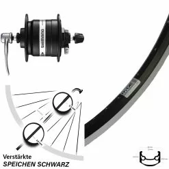 27,5 Zoll Shimano DH-3N31-QR Nabendynamo Schwarz Mit Schnellspanner Ryde Andra 35