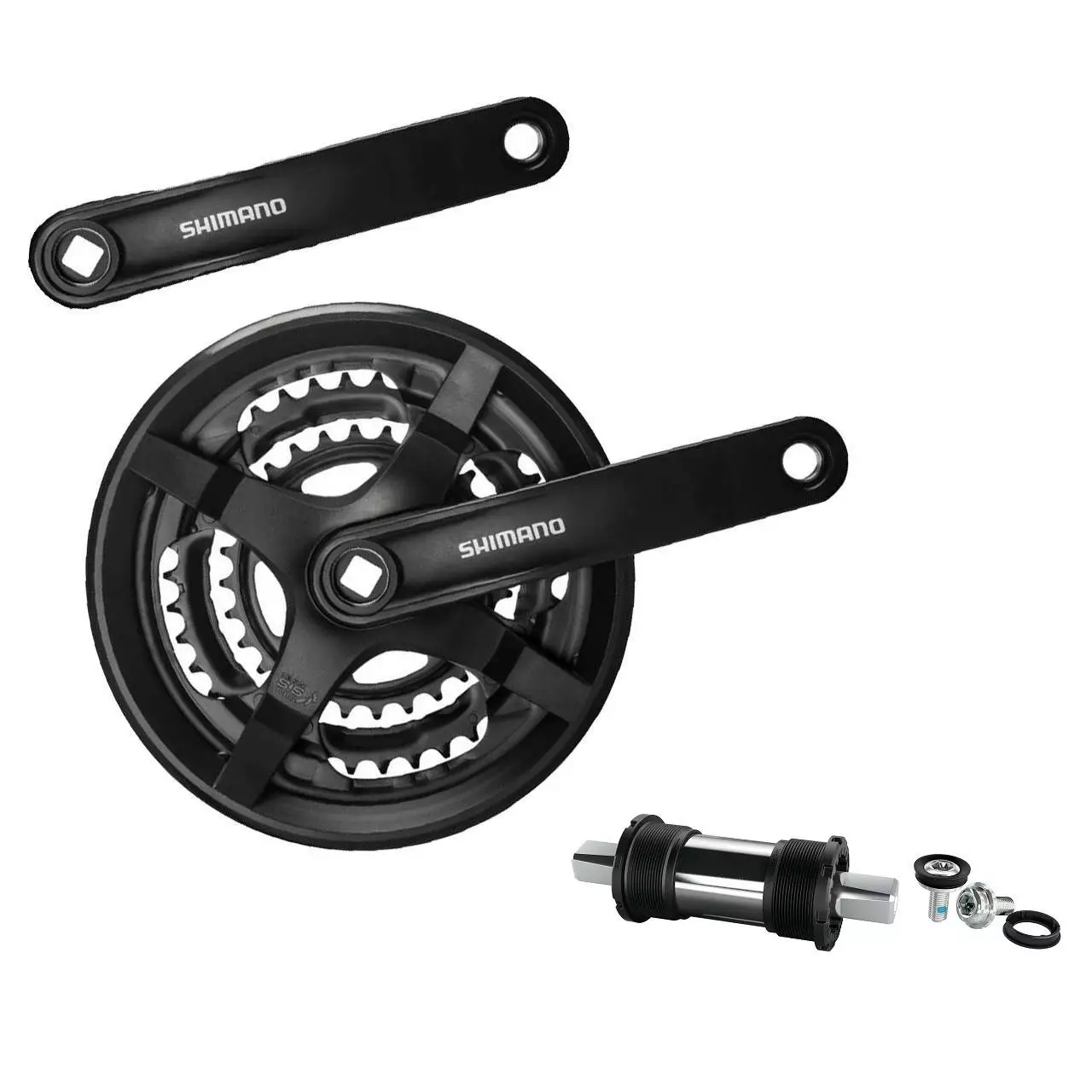 Exal Shimano Set Tourney Tretlager Kurbel FC-TY501 Schwarz 1 Exal Shimano Set Tourney Tretlager Kurbel FC-TY501 Schwarz