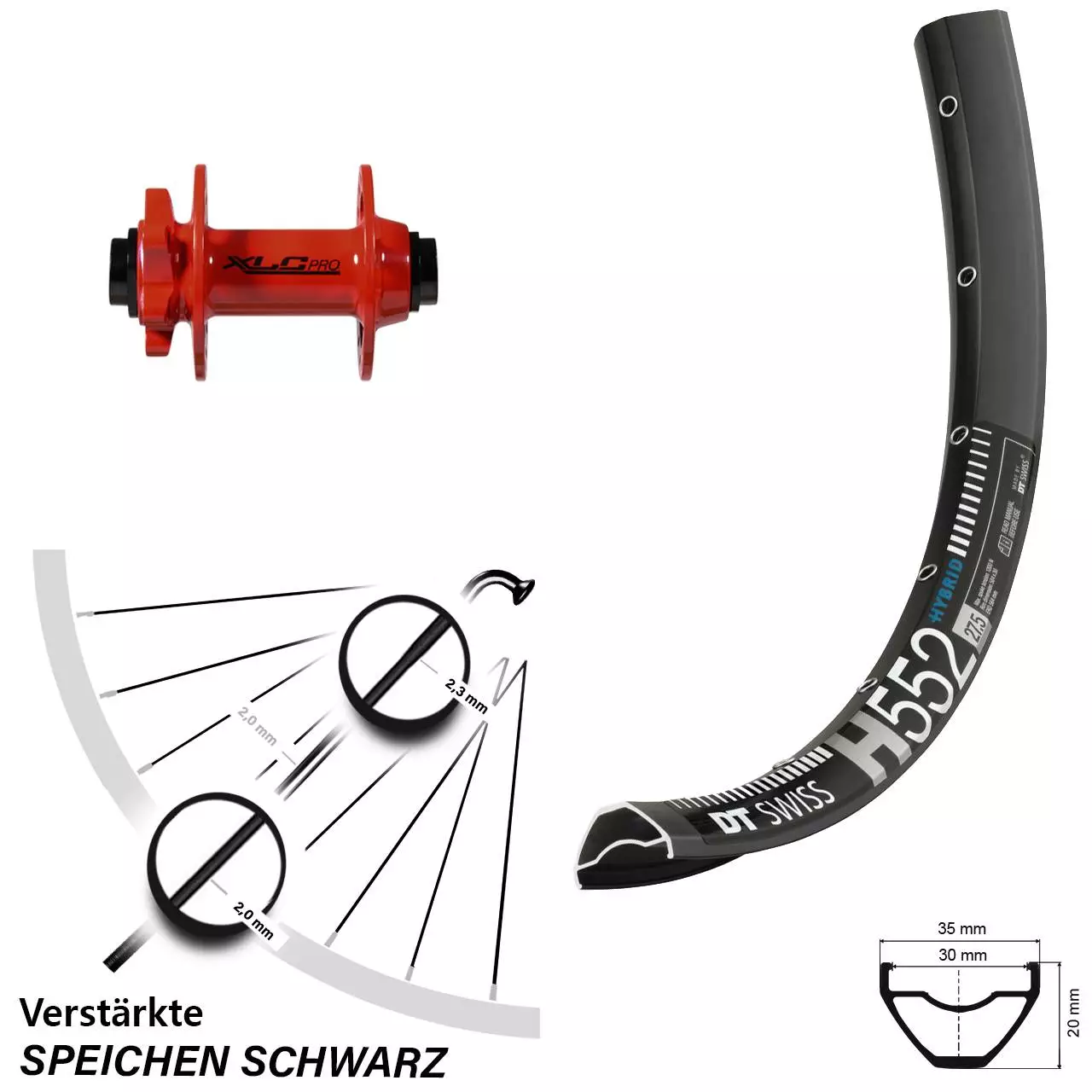 Dt-swiss 27,5+ Zoll Vorderrad XLC Evo Rot Mit DT Swiss H 552 1 Dt-swiss 27,5+ Zoll Vorderrad XLC Evo Rot Mit DT Swiss H 552