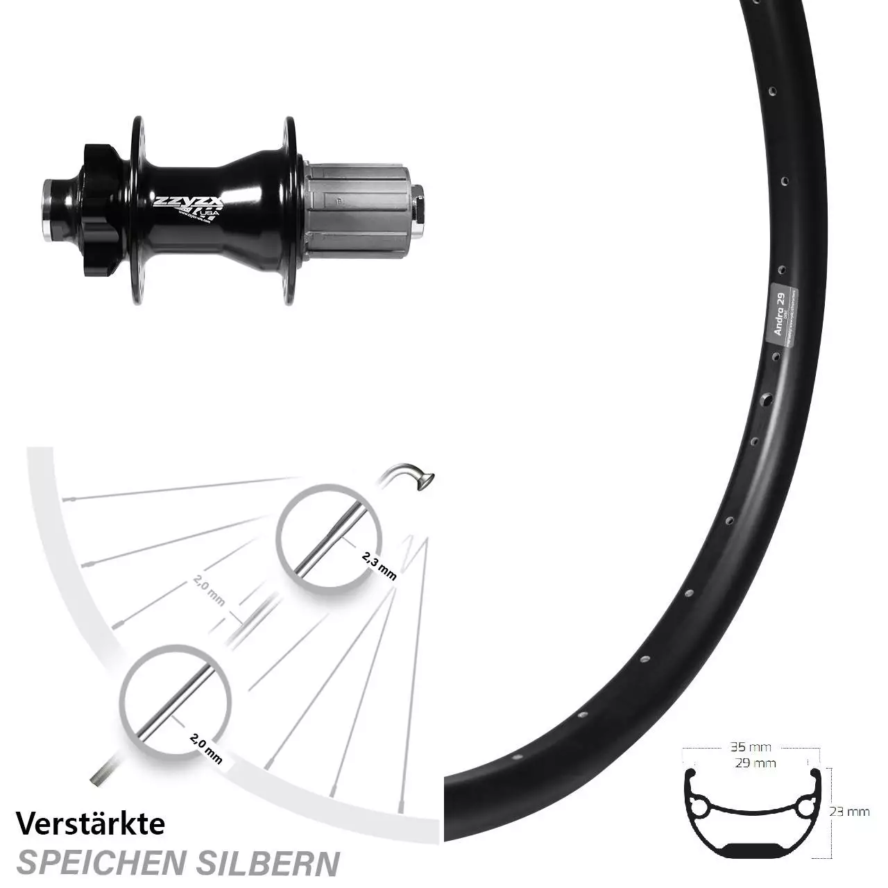 Hinterrad 29 Zoll Ryde Andra 29 Disc Nabe 10 X 135 Mm 1 Hinterrad 29 Zoll Ryde Andra 29 Disc Nabe 10 X 135 Mm