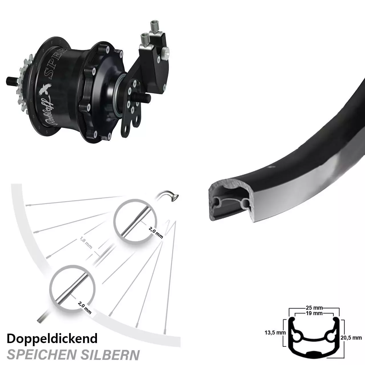 26 Zoll Hinterrad Rohloff TS EX Tandem Speedhub 500/14 Ryde Andra 30 1 26 Zoll Hinterrad Rohloff TS EX Tandem Speedhub 500/14 Ryde Andra 30