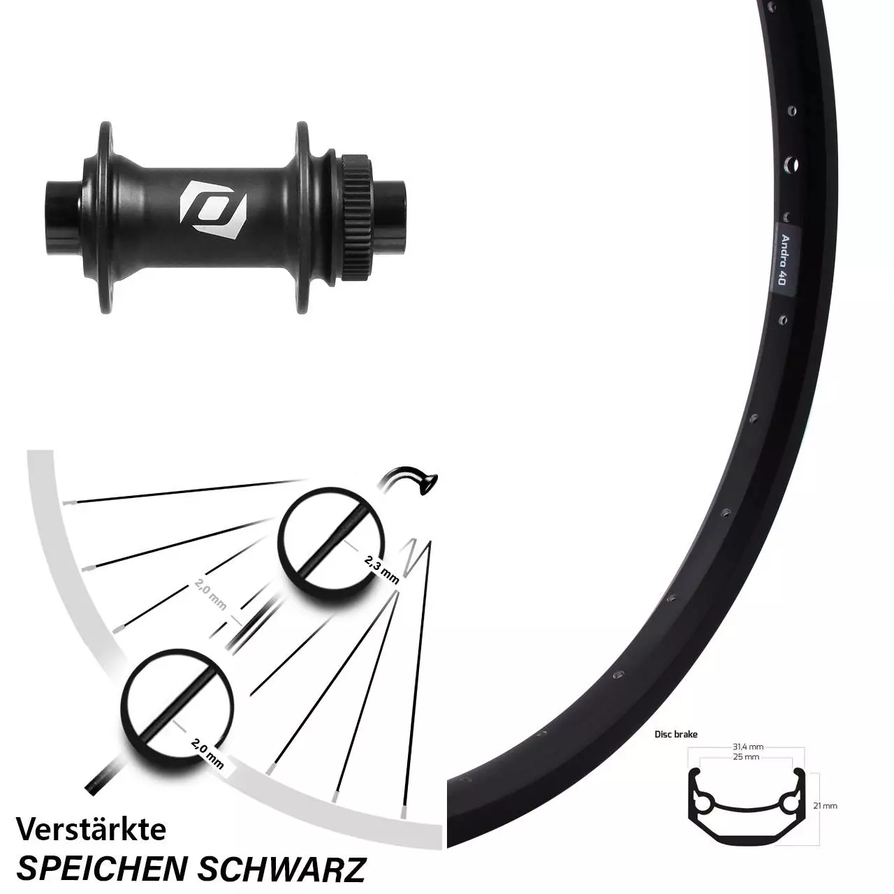 Vorderrad 26 Zoll Ryde Andra 40 Disc Formula CL-71 Steckachse 15 Mm 1 Vorderrad 26 Zoll Ryde Andra 40 Disc Formula CL-71 Steckachse 15 Mm