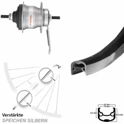 Hinterrad 26 Zoll Ryde Andra 30 Schwarz Shimano Nexus 7-Gang SG-7C30 Rücktritt