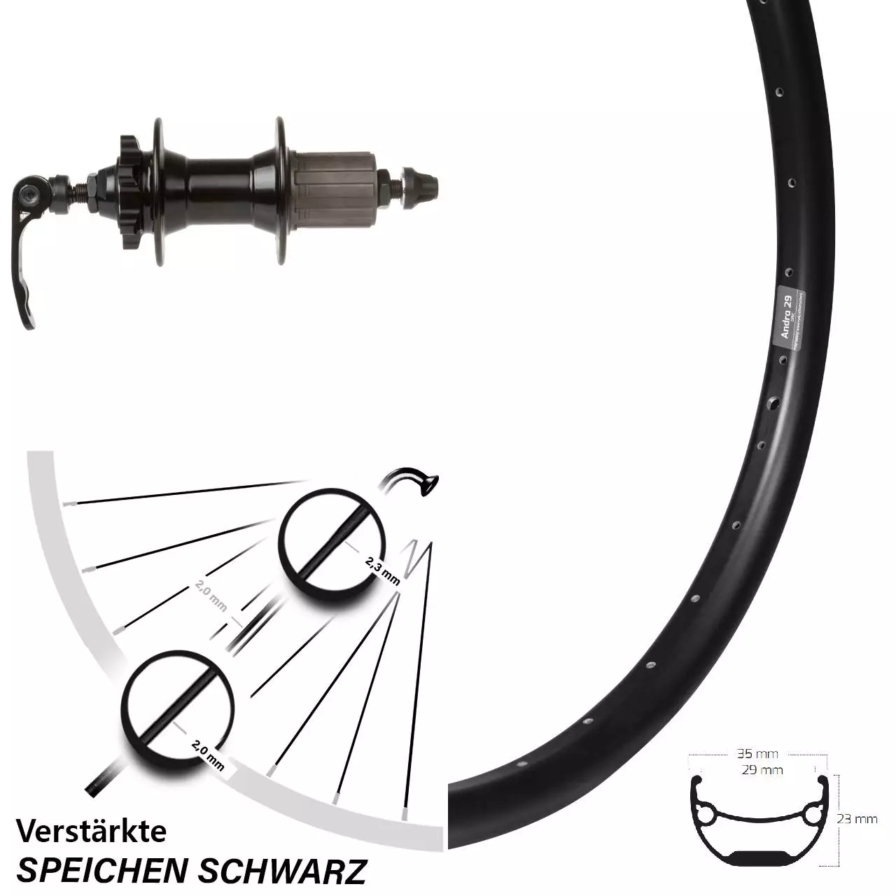 Hinterrad 27,5 Zoll Ryde Andra 29 Mit Novatec Nabe 5/135 Mm 8-11 Fach 1 Hinterrad 27,5 Zoll Ryde Andra 29 Mit Novatec Nabe 5/135 Mm 8-11 Fach