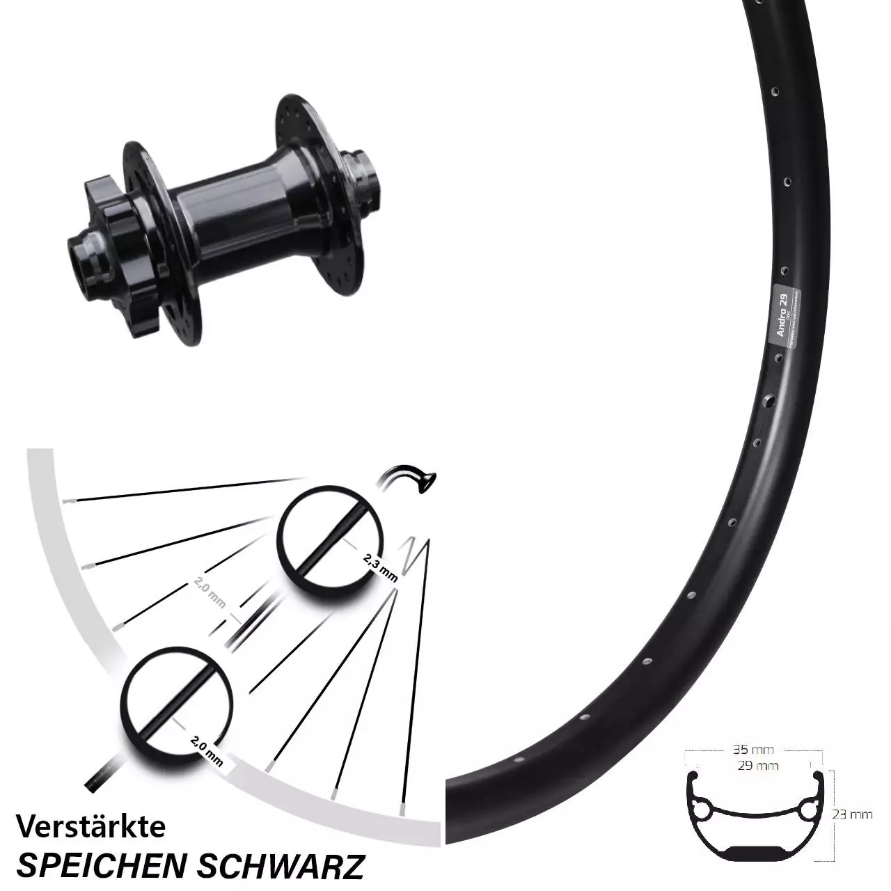 26 Zoll Vorderrad Ryde Andra 29 Mit Formula DHDC-71 Nabe Steckachse 15x100 Mm 1 26 Zoll Vorderrad Ryde Andra 29 Mit Formula DHDC-71 Nabe Steckachse 15x100 Mm