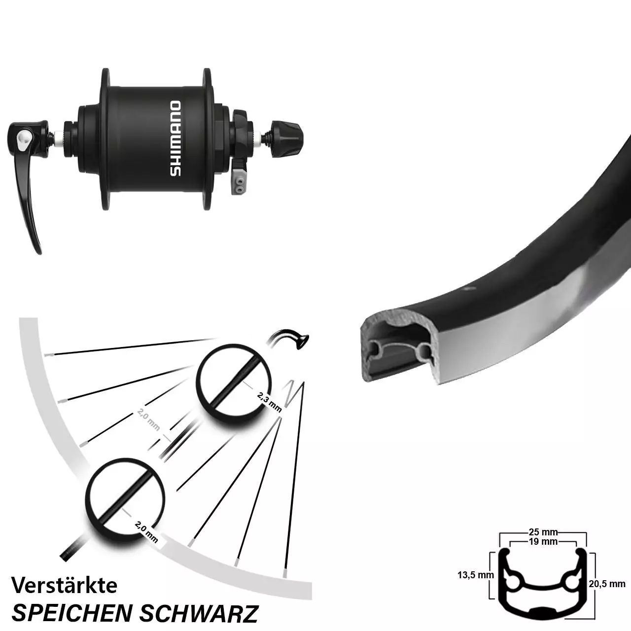 28 Zoll Vorderrad Mit Nabendynamo Ryde Andra 30 Shimano DH-T4000 Alivio 1 28 Zoll Vorderrad Mit Nabendynamo Ryde Andra 30 Shimano DH-T4000 Alivio
