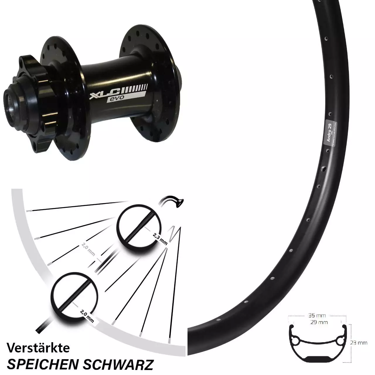 27,5 Zoll MTB Vorderrad Ryde Andra 29 XLC Evo 15x100 Mm 1 27,5 Zoll MTB Vorderrad Ryde Andra 29 XLC Evo 15x100 Mm