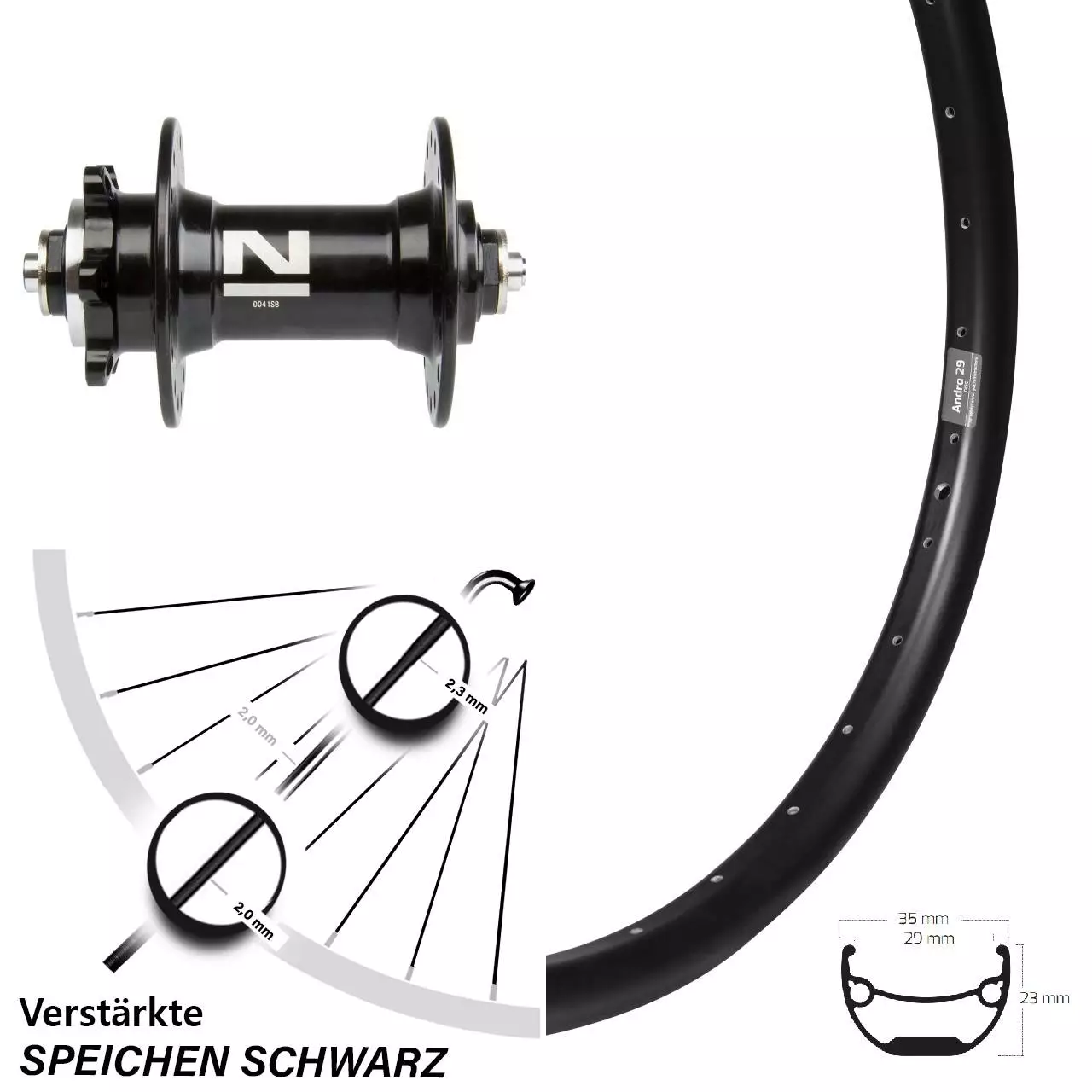 26 Zoll Vorderrad Ryde Andra 29 Disc 6-loch Novatec D041SB Schnellspanner 1 26 Zoll Vorderrad Ryde Andra 29 Disc 6-loch Novatec D041SB Schnellspanner