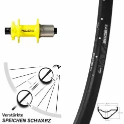Ryde Edge M30 OS Hinterrad 27,5 Zoll Mit XLC Evo Gelb Nabe 12/142 Mm