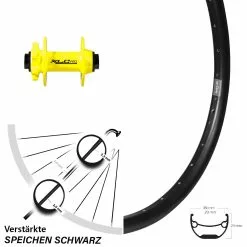 Ryde Andra 29 Vorderrad 27,5 Zoll Steckachse 15 Mm XLC Pro Gelb 6-loch