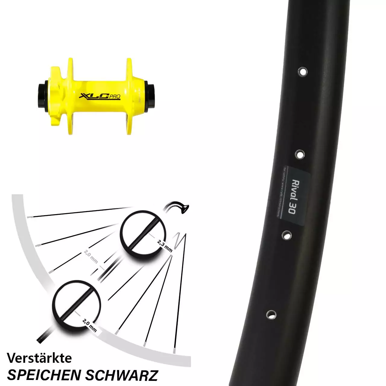 Laufrad 15/100 Mm 27,5 Zoll Ryde Rival 30 Disc XLC Pro Gelb Steckachse 1 Laufrad 15/100 Mm 27,5 Zoll Ryde Rival 30 Disc XLC Pro Gelb Steckachse