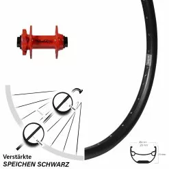 Ryde Andra 29 Vorderrad 27,5 Zoll Steckachse 15 Mm XLC Pro Rot 6-loch