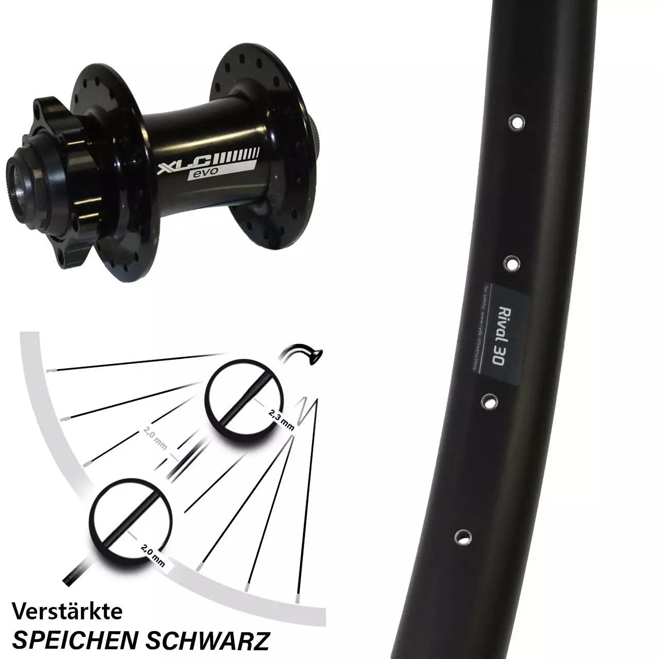 Laufrad 15/100 Mm 27,5 Zoll Ryde Rival 30 Disc XLC Pro Schwarz Steckachse 1 Laufrad 15/100 Mm 27,5 Zoll Ryde Rival 30 Disc XLC Pro Schwarz Steckachse