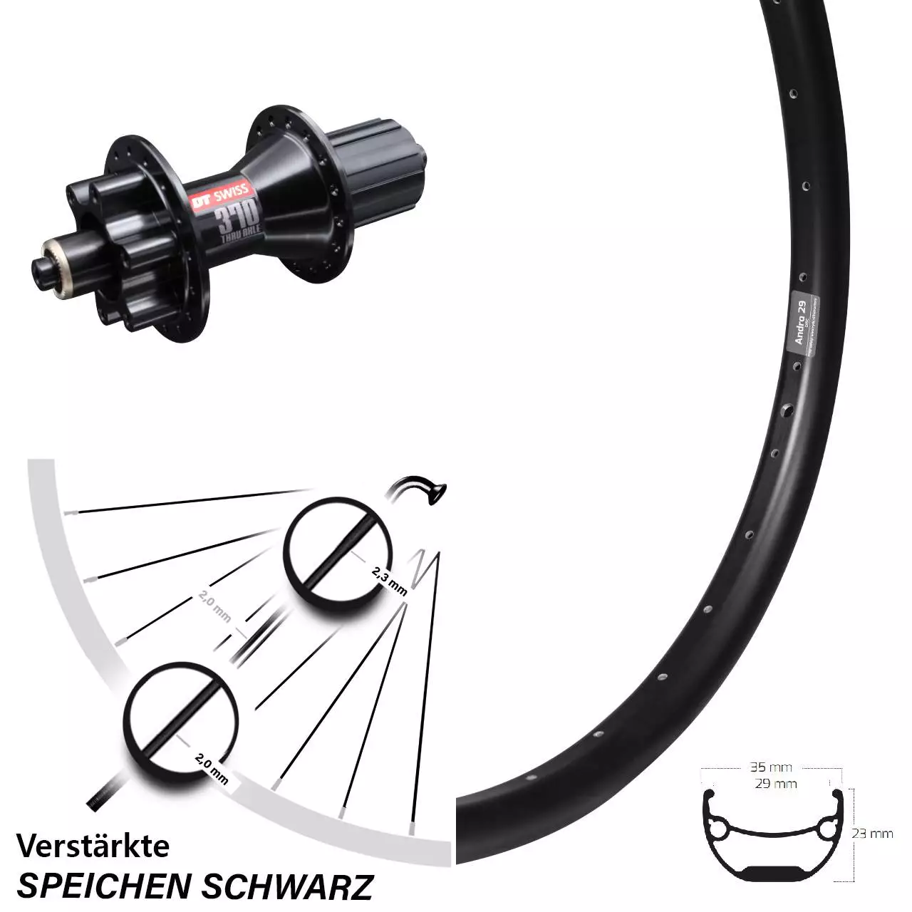 26 Zoll Hinterrad Ryde Andra 29 Mit DT Swiss 370 Nabe 1 26 Zoll Hinterrad Ryde Andra 29 Mit DT Swiss 370 Nabe