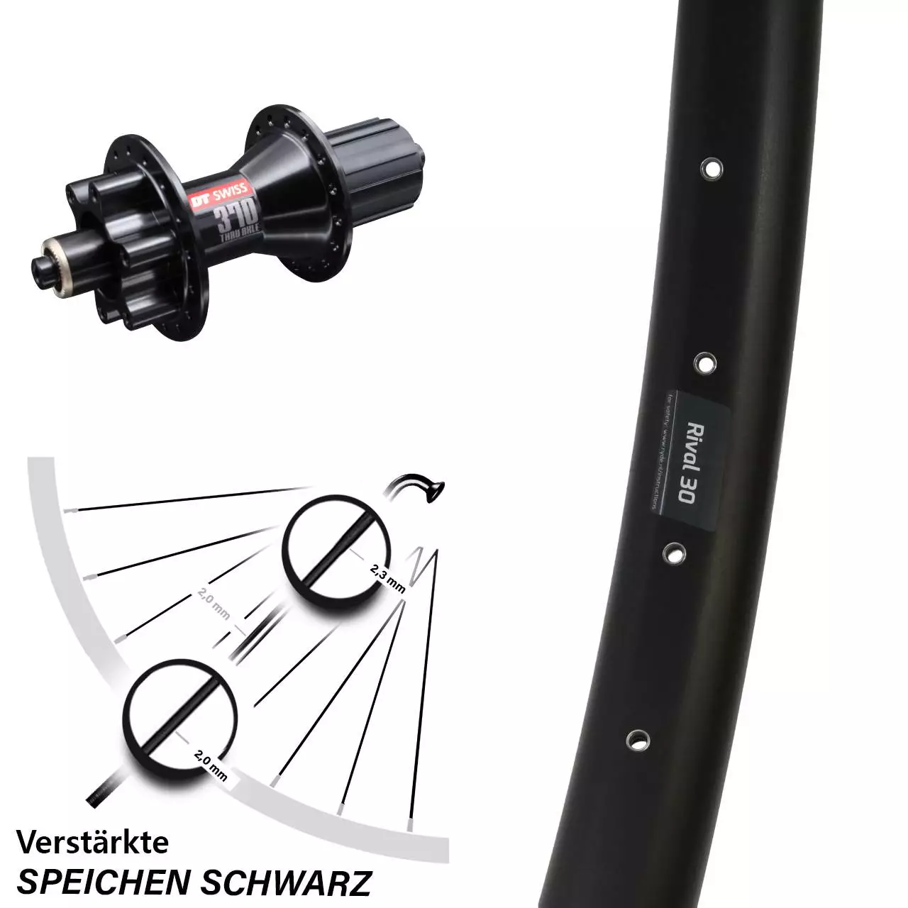 Hinterrad 27,5 Zoll DT Swiss 370 6-Loch Ryde Rival 30 Disc Für Schnellspanner 5/135 Mm 1 Hinterrad 27,5 Zoll DT Swiss 370 6-Loch Ryde Rival 30 Disc Für Schnellspanner 5/135 Mm