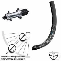 Dt-swiss DT Swiss H 522 Hinterrad 27,5 Zoll Mit KX-GS Centerlock Silbern Eloxiert Verstärkt E-Bike