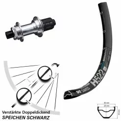 Dt-swiss DT Swiss H 522 Hinterrad 27,5 Zoll KX-GS Centerlock Silbern Eloxiert E-Bike