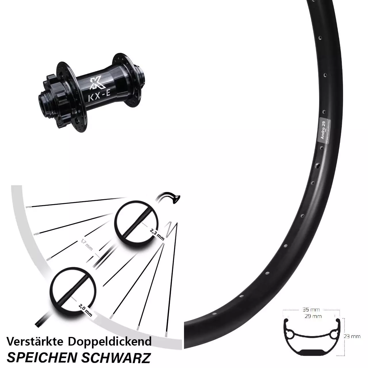 KX-E Nabe 15x100 Mm 6-loch Ryde Andra 29 Vorderrad 27,5 Zoll 1 KX-E Nabe 15x100 Mm 6-loch Ryde Andra 29 Vorderrad 27,5 Zoll