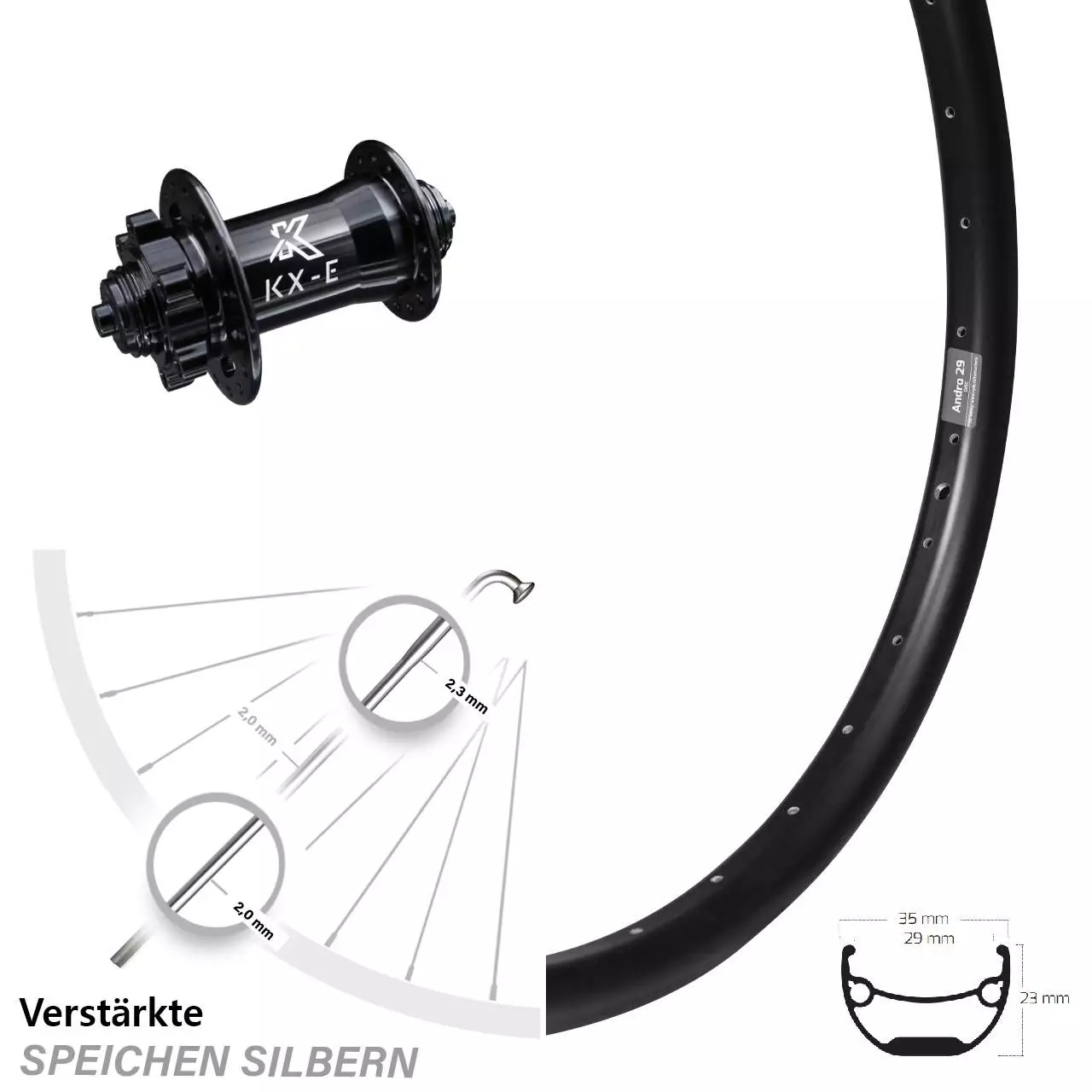 26 Zoll Vorderrad KX-E Nabe 5x100 Mm 6-loch Ryde Andra 29-559 ETRTO 1 26 Zoll Vorderrad KX-E Nabe 5x100 Mm 6-loch Ryde Andra 29-559 ETRTO