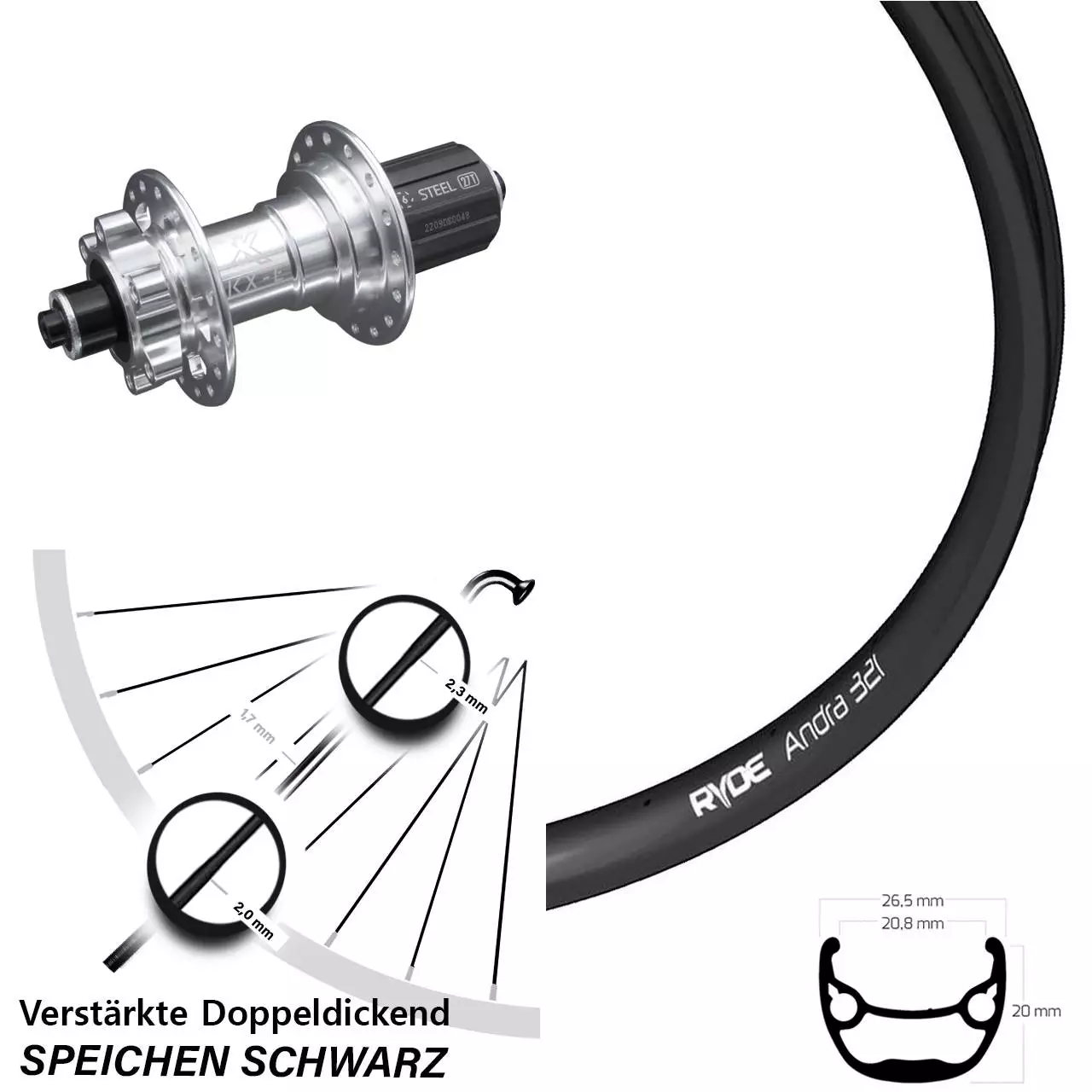 Ryde Andra 321 Hinteres Rad 28-29 Zoll E-Bike KX-E Nabe Silbern 5/135 Mm 1 Ryde Andra 321 Hinteres Rad 28-29 Zoll E-Bike KX-E Nabe Silbern 5/135 Mm
