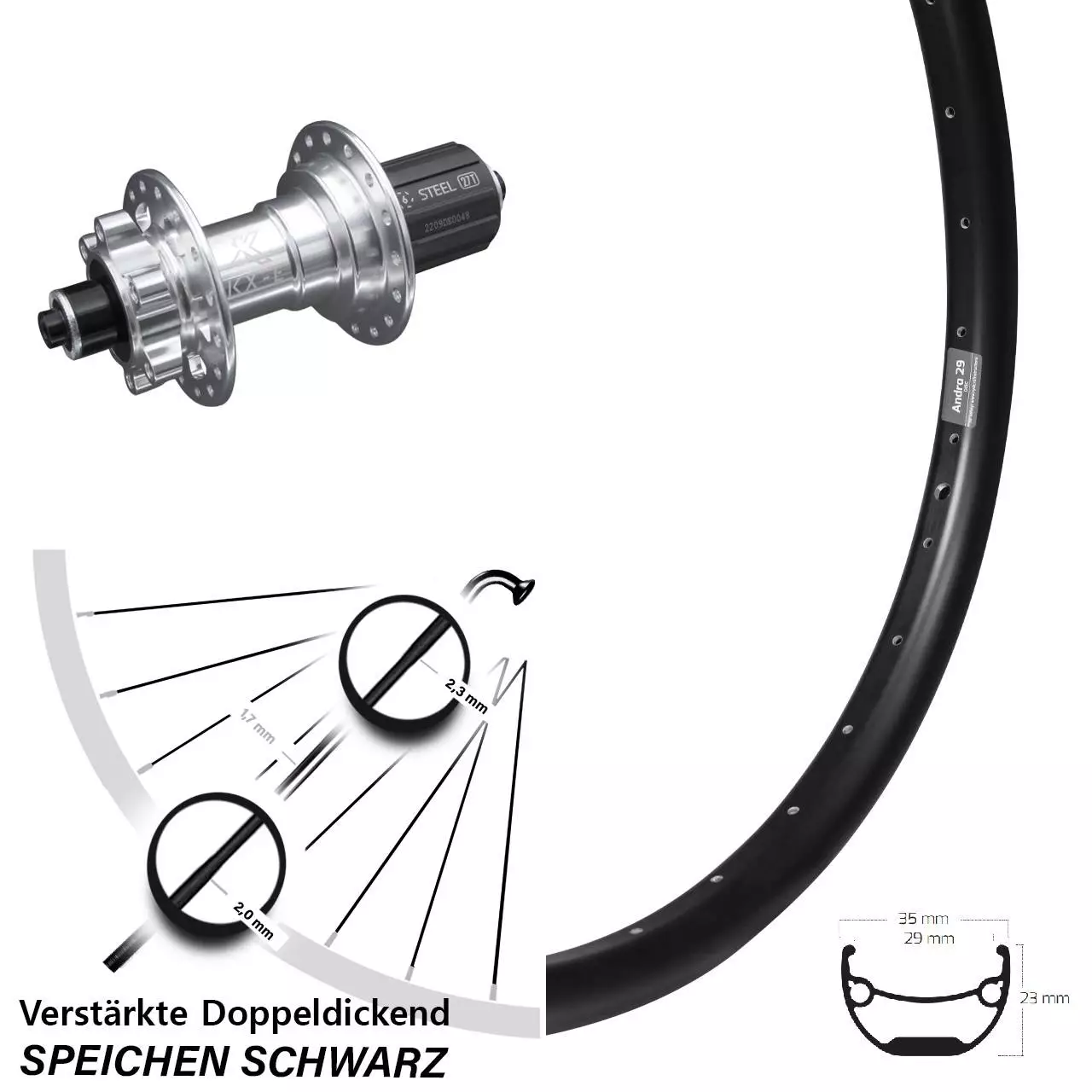 27,5 Zoll Ryde Andra 29 Silbern Verstärkt KX-E Nabe 5x135 1 27,5 Zoll Ryde Andra 29 Silbern Verstärkt KX-E Nabe 5x135