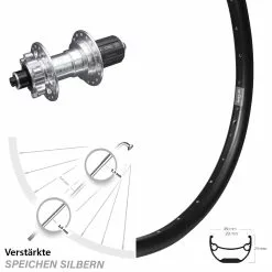 27,5 Zoll Hinterrad KX-E Nabe Silbern-eloxiert 5x135 Mm 6-Loch 11-fach Ryde Andra 29
