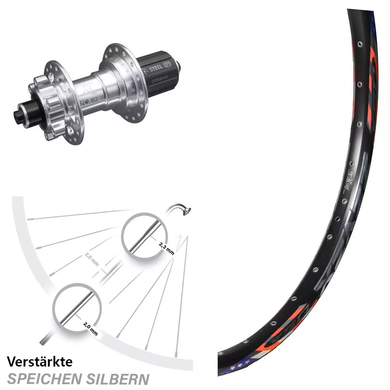 DRC Disc Hinterrad 26 Zoll Breite Felge Silbern-eloxiert KX-E Verstärkt 1 DRC Disc Hinterrad 26 Zoll Breite Felge Silbern-eloxiert KX-E Verstärkt