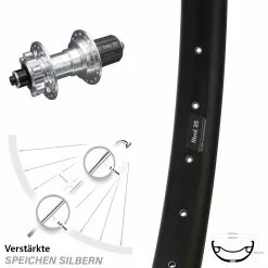 27,5+ Zoll Hinterrad KX-E Nabe Silbern-eloxiert 5x135 Mm 6-Loch 11-fach Ryde Rival 35 Disc