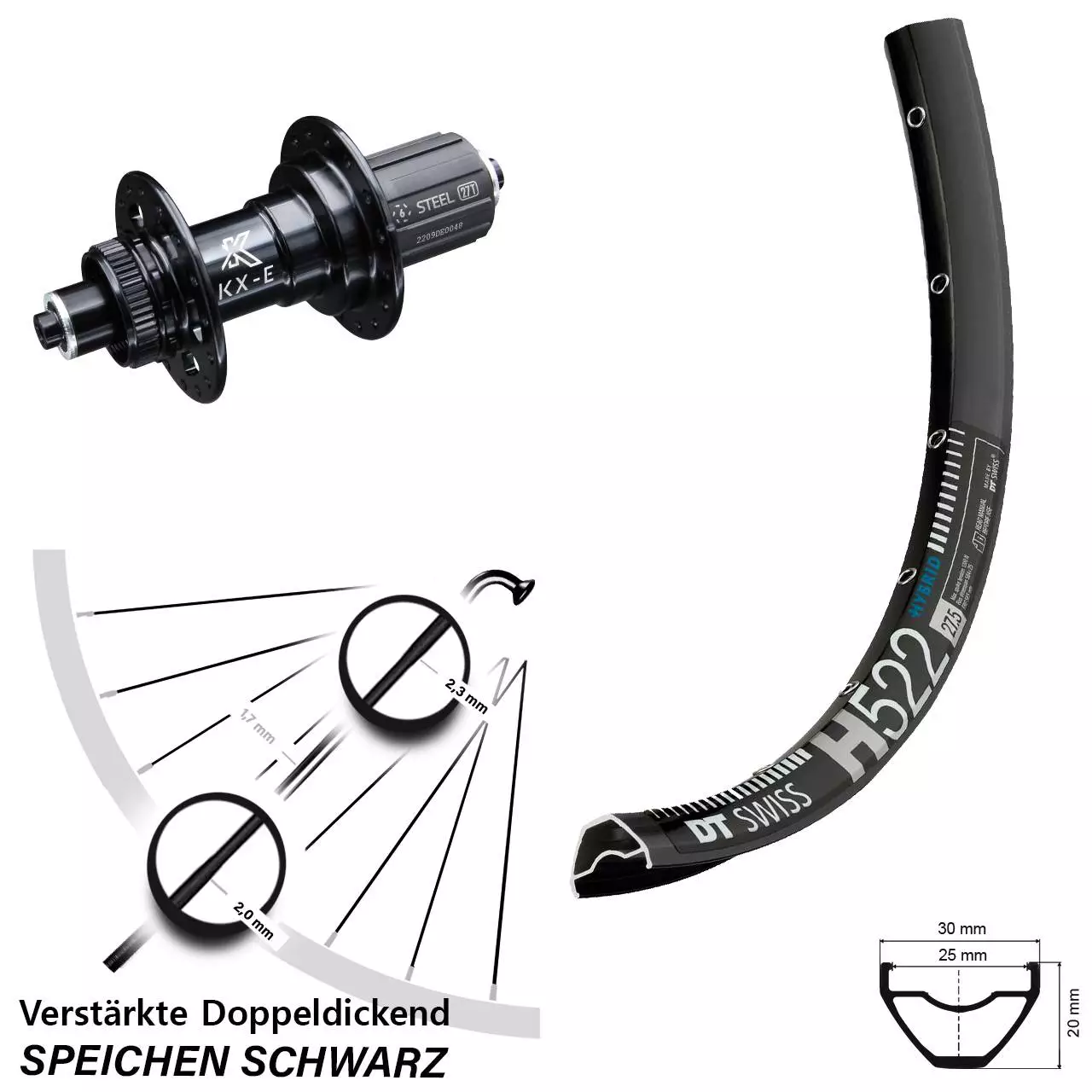 Dt-swiss 29 Zoll Hinterrad KX-E Nabe 5x135 Mm Centerlock 11-fach DT Swiss H 522 1 Dt-swiss 29 Zoll Hinterrad KX-E Nabe 5x135 Mm Centerlock 11-fach DT Swiss H 522