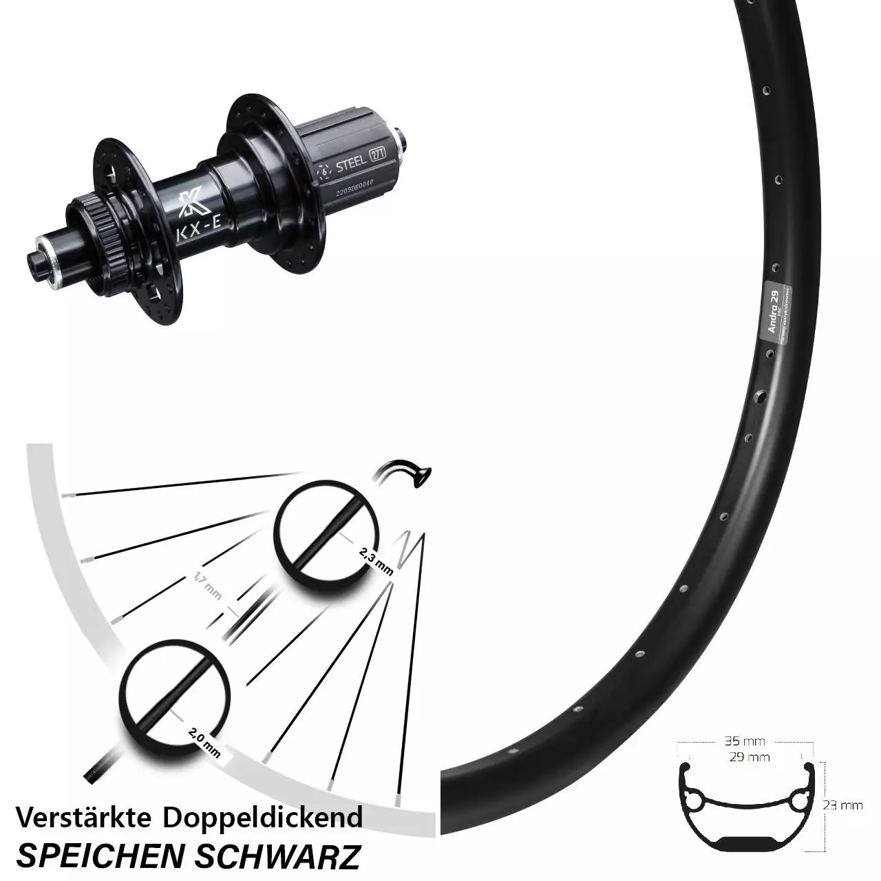 27,5 Zoll Ryde Andra 29 Verstärkt KX-E Nabe 5x135 Mm 1 27,5 Zoll Ryde Andra 29 Verstärkt KX-E Nabe 5x135 Mm