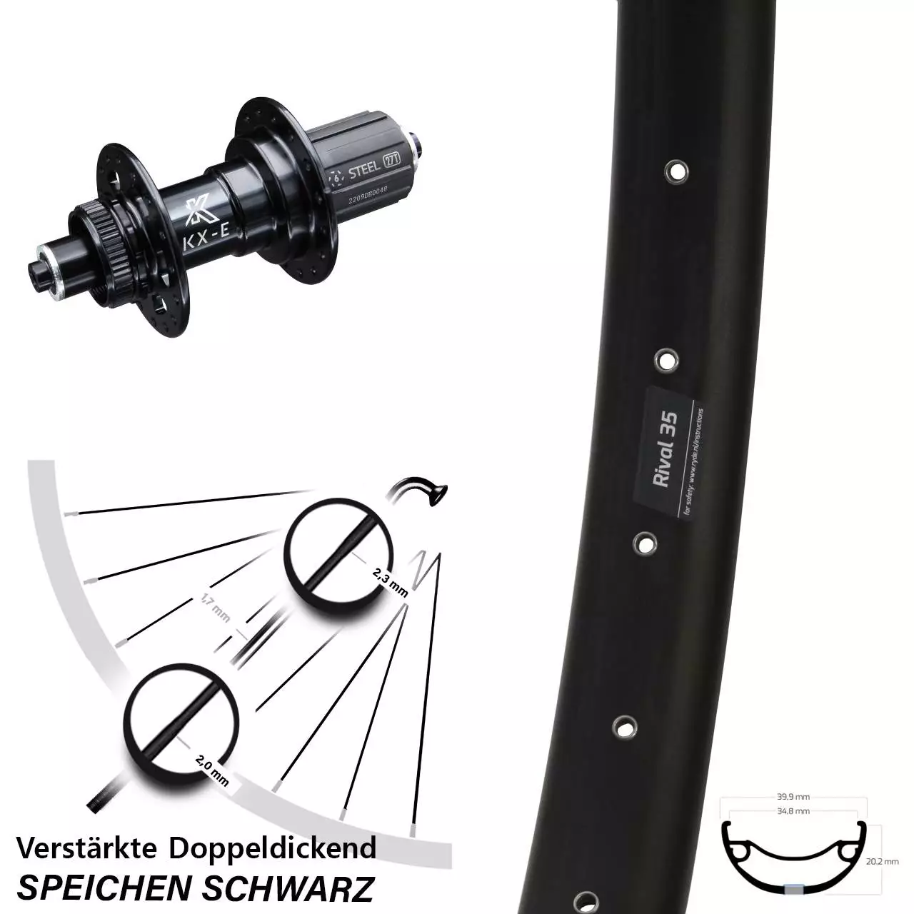 27,5+ Zoll Hinterrad Verstärkt Ryde Rival 35 Disc Mit KX-E 5x135 Mm 1 27,5+ Zoll Hinterrad Verstärkt Ryde Rival 35 Disc Mit KX-E 5x135 Mm