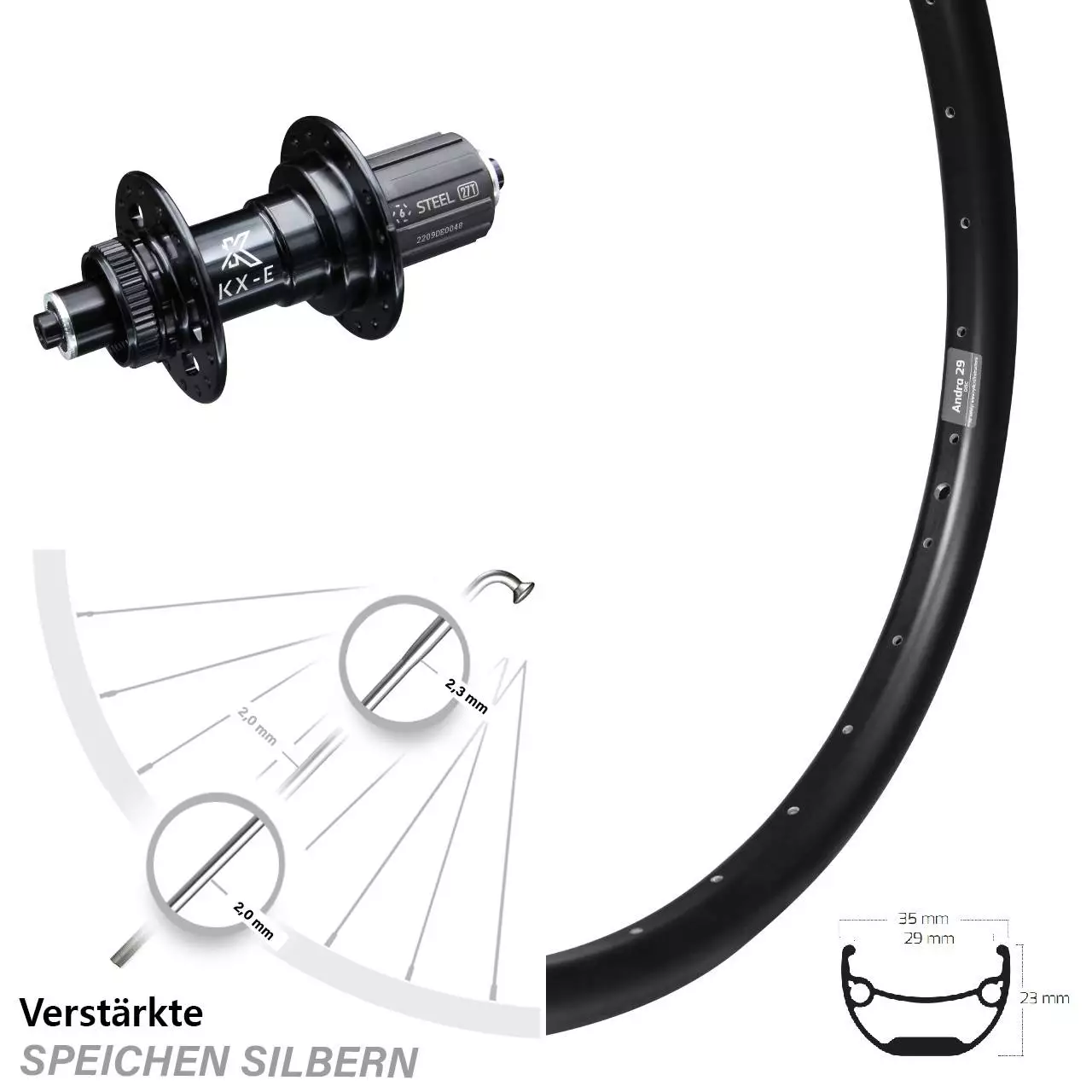 Ryde Andra 29 Hinteres Rad 27,5 Zoll Verstärkte KX-E Nabe Schnellspanner Centerlock 1 Ryde Andra 29 Hinteres Rad 27,5 Zoll Verstärkte KX-E Nabe Schnellspanner Centerlock