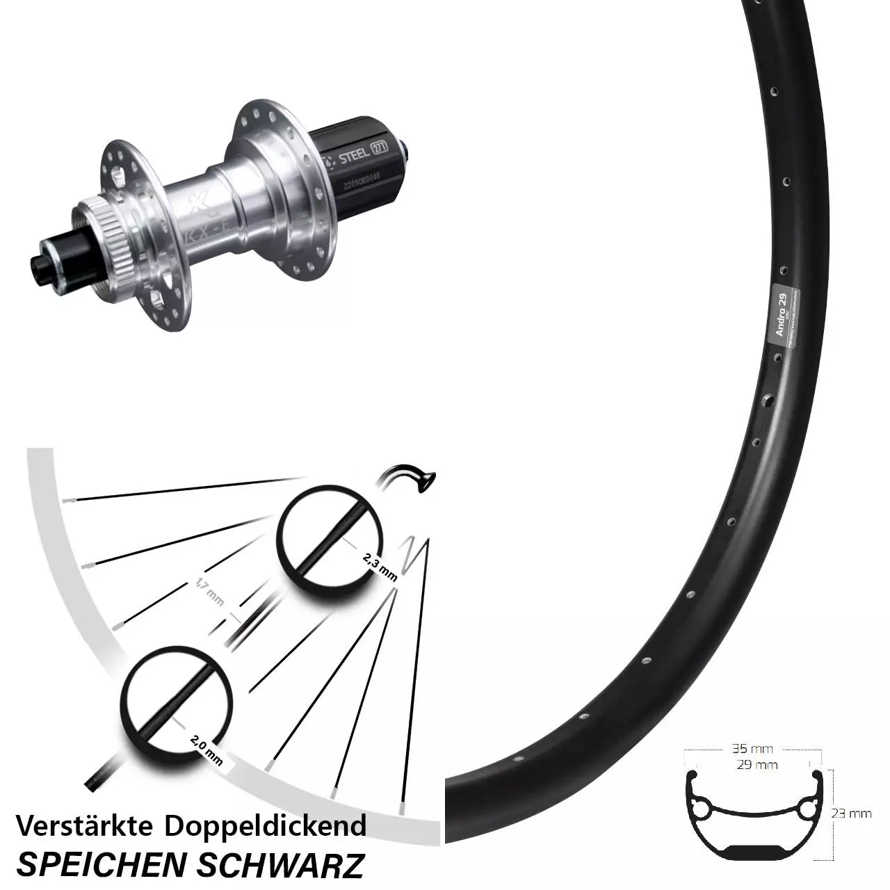 Hinterrad Verstärkt KX-E Nabe Silbern 5x135 Mm Ryde Andra 29 Zoll Schnellspanner 1 Hinterrad Verstärkt KX-E Nabe Silbern 5x135 Mm Ryde Andra 29 Zoll Schnellspanner