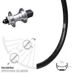 Ryde Andra 29 Hinteres Rad 27,5 Zoll Verstärkte KX-E Silbern Schnellspanner