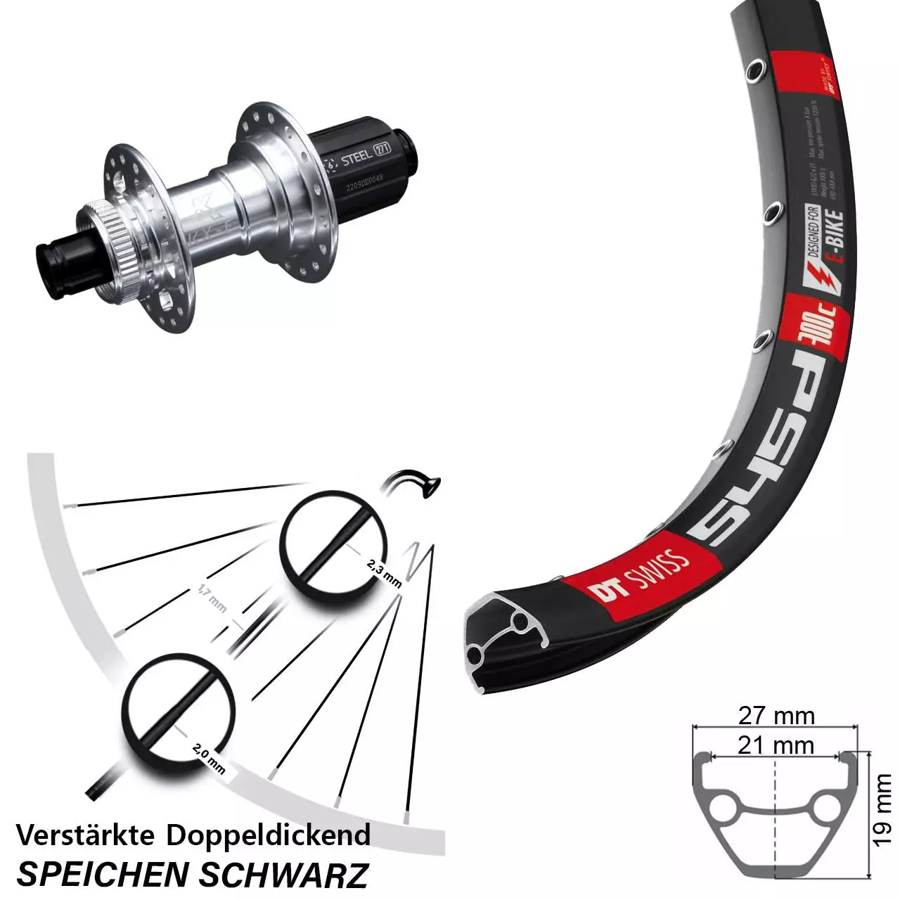 Dt-swiss 28-29 Zoll Hinterrad Verstärkt KX-E Silbern-eloxiert 12x142 Mm DT Swiss 545 1 Dt-swiss 28-29 Zoll Hinterrad Verstärkt KX-E Silbern-eloxiert 12x142 Mm DT Swiss 545