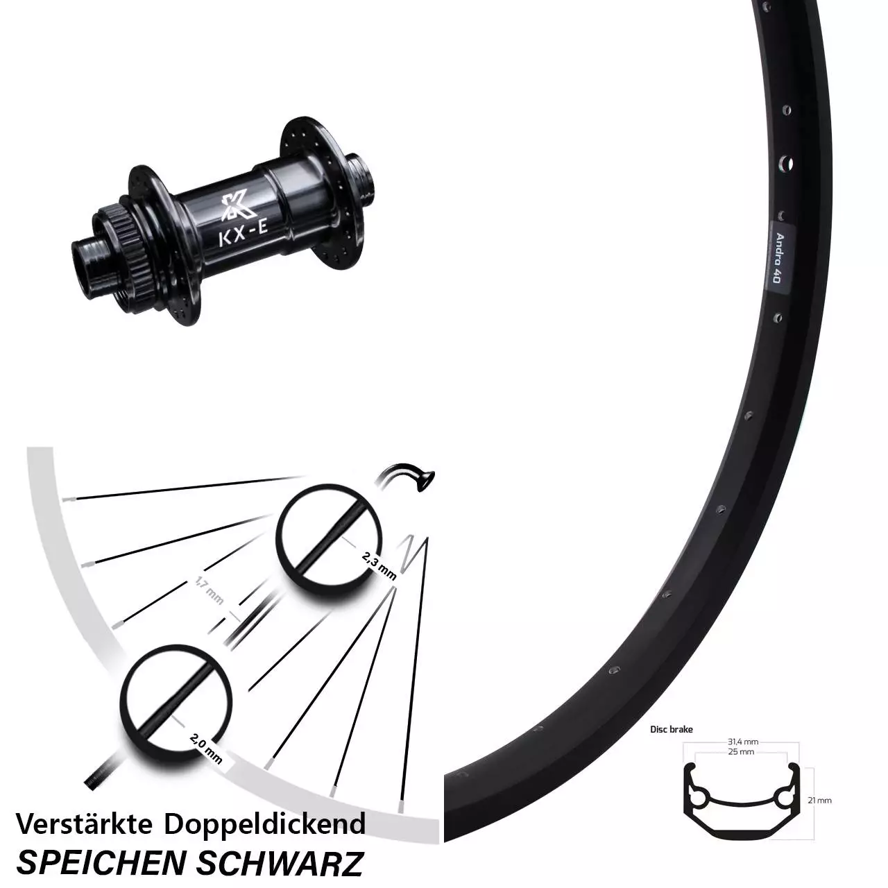 Ryde Andra 40 Disc Vorderrad 20 Zoll Mit KX-E Nabe Centerlock 15x100 Mm 1 Ryde Andra 40 Disc Vorderrad 20 Zoll Mit KX-E Nabe Centerlock 15x100 Mm