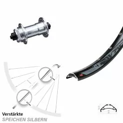 KX-E Nabe Centerlock 5x100 Mm Silbern Eloxiert Rodi TRYP 35 Vorderrad 27,5 Zoll