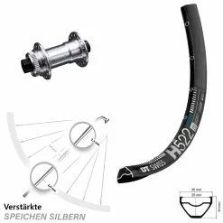 Dt-swiss KX-E Nabe Centerlock 15x100 Mm Silbern Eloxiert DT Swiss H 522 Vorderrad 27,5 Zoll E-Bike