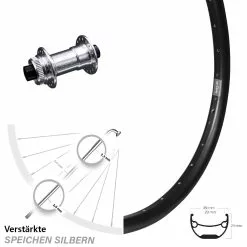 KX-E Nabe Centerlock 15x100 Mm Silbern Eloxiert Ryde Andra 29 Vorderrad 27,5 Zoll