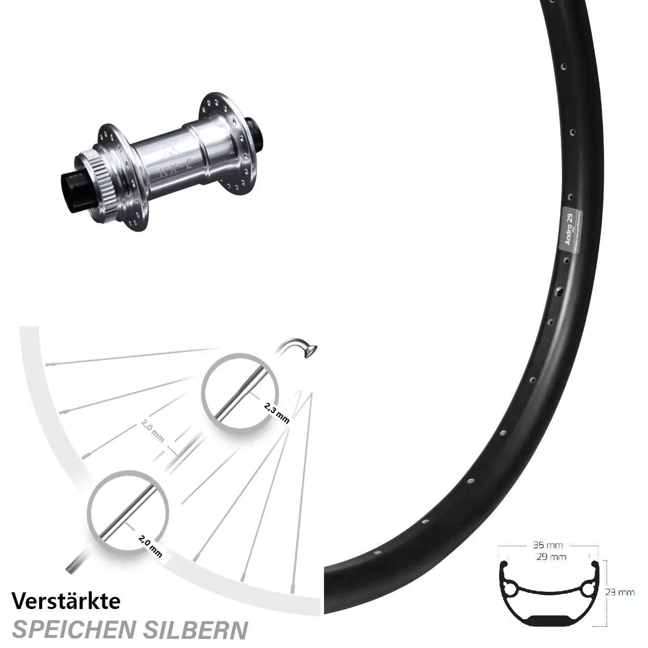 KX-E Nabe Centerlock 15x100 Mm Silbern Eloxiert Ryde Andra 29 Vorderrad 27,5 Zoll 1 KX-E Nabe Centerlock 15x100 Mm Silbern Eloxiert Ryde Andra 29 Vorderrad 27,5 Zoll