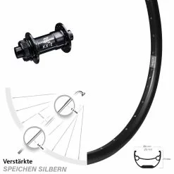 26 Zoll Vorderrad KX-E Nabe Centerlock 15x100 Mm Schwarz Ryde Andra 29 Für Steckachse