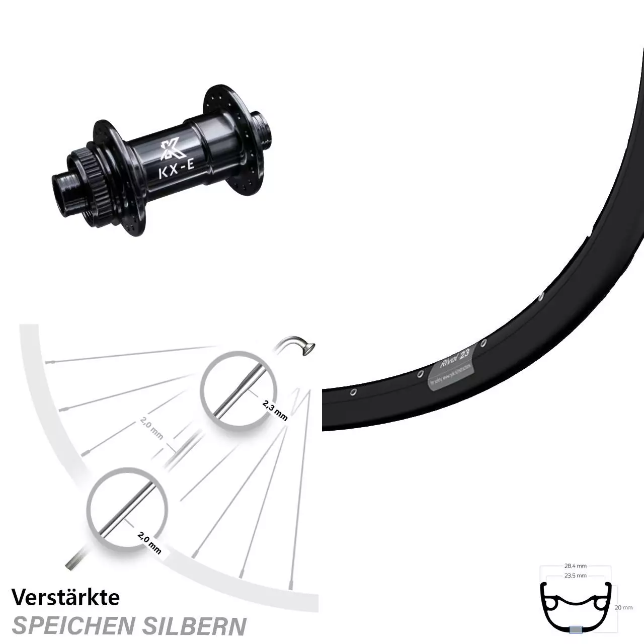 27,5 Zoll Vorderrad Ryde Rival 23 Mit KX-E Nabe Centerlock 15x100 Mm Schwarz 1 27,5 Zoll Vorderrad Ryde Rival 23 Mit KX-E Nabe Centerlock 15x100 Mm Schwarz
