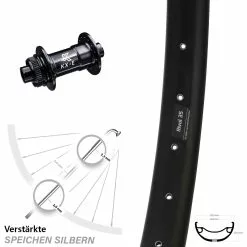 Breites Vorderrad Ryde Rival 35 Disc Mit KX-E Nabe Schwarz Verstärkt Centerlock