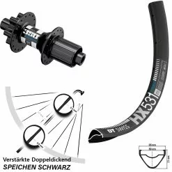 Dt-swiss 29 Zoll Hinterrad DT Swiss 350 Hybrid HX 531 Steckachse 12x142 Mm Shimano 11-fach