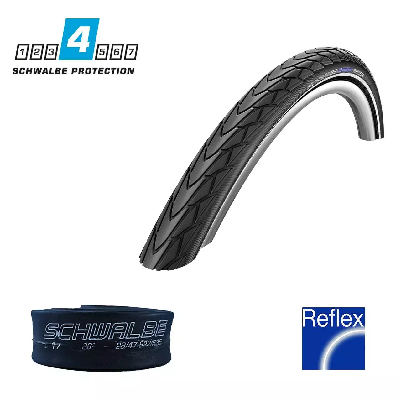 28 Zoll Schwalbe Marathon Racer Fahrradreifen-Schlauch-Set 40-622 Schwarz 1 28 Zoll Schwalbe Marathon Racer Fahrradreifen-Schlauch-Set 40-622 Schwarz