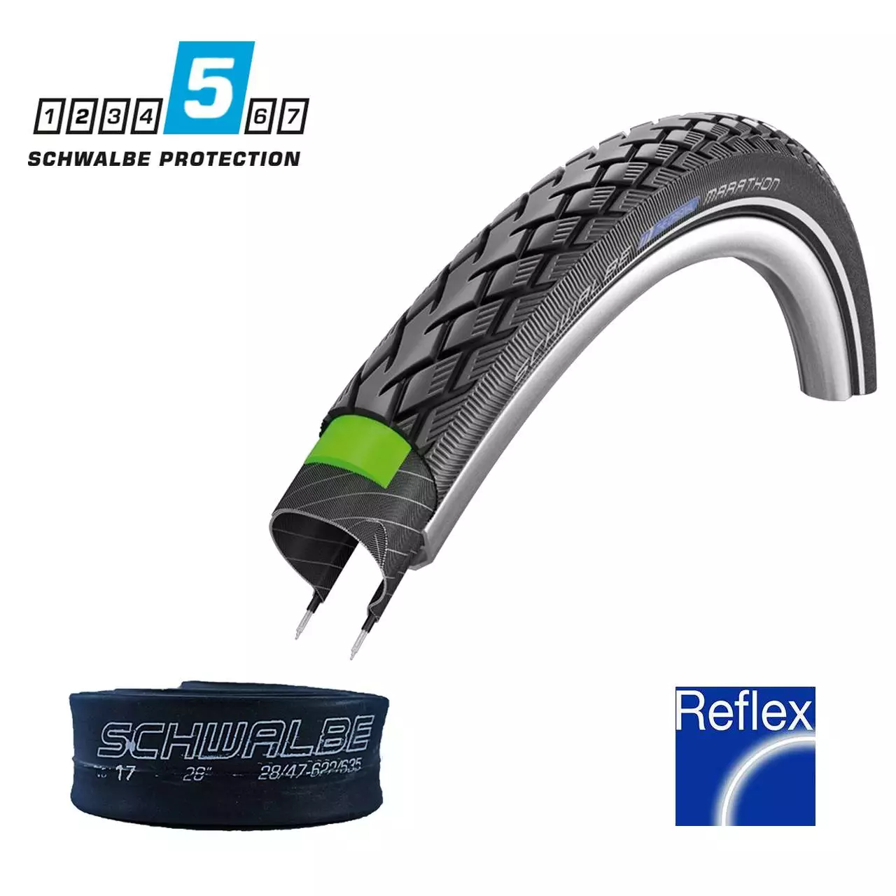 Schwalbe 28 Zoll Fahrradreifen-Schlauch-Set Marathon 40-622 1 Schwalbe 28 Zoll Fahrradreifen-Schlauch-Set Marathon 40-622